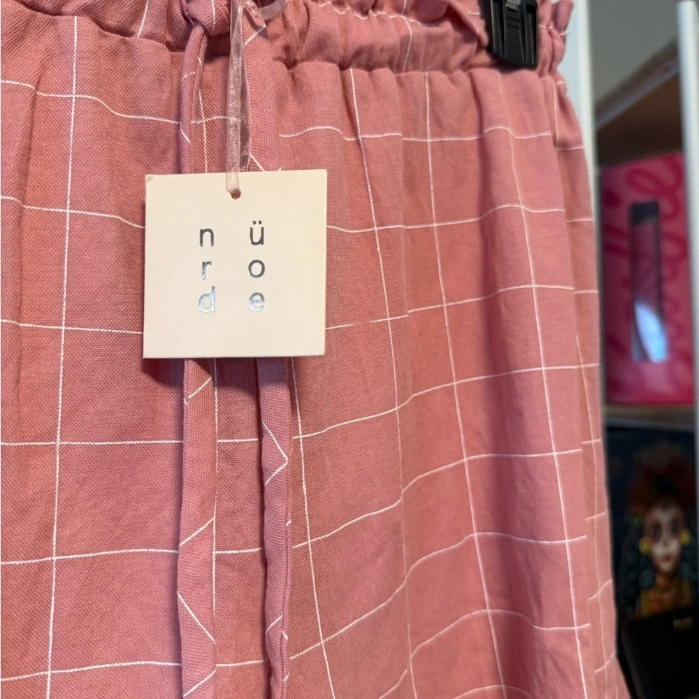 NRDUOE High Waist Pink Shorts with Tie-Waist Belt size small